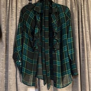 New York and company green plaid top